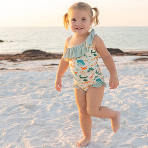 Explore Florida Ruffle Leg One Piece Girls Swimsuit