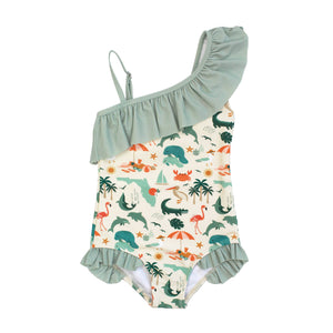 Explore Florida Ruffle Leg One Piece Girls Swimsuit