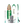 Paddleboard set with green and white board, paddle, and backpack on a white background