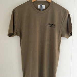 Brown SS Tee with GUANA Ponte Vedra Beach printed on front left chest