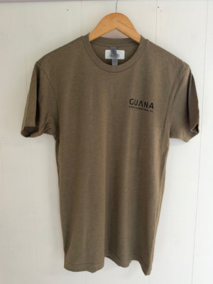Brown SS Tee with GUANA Ponte Vedra Beach printed on front left chest