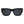Black cat-eye sunglasses with dark gray lenses and small gold square accents on the temples, shown against a plain white background.