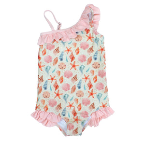 Sandy Seashells One Piece Girls Swimsuit
