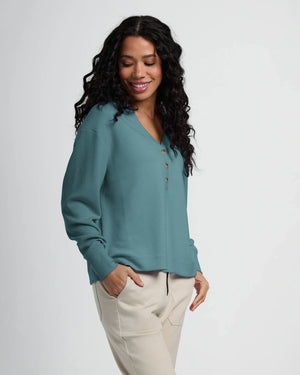 Women's Waffle Long Sleeve Henley