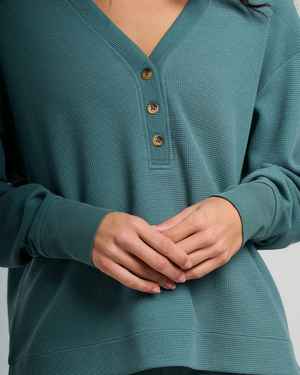 Women's Waffle Long Sleeve Henley